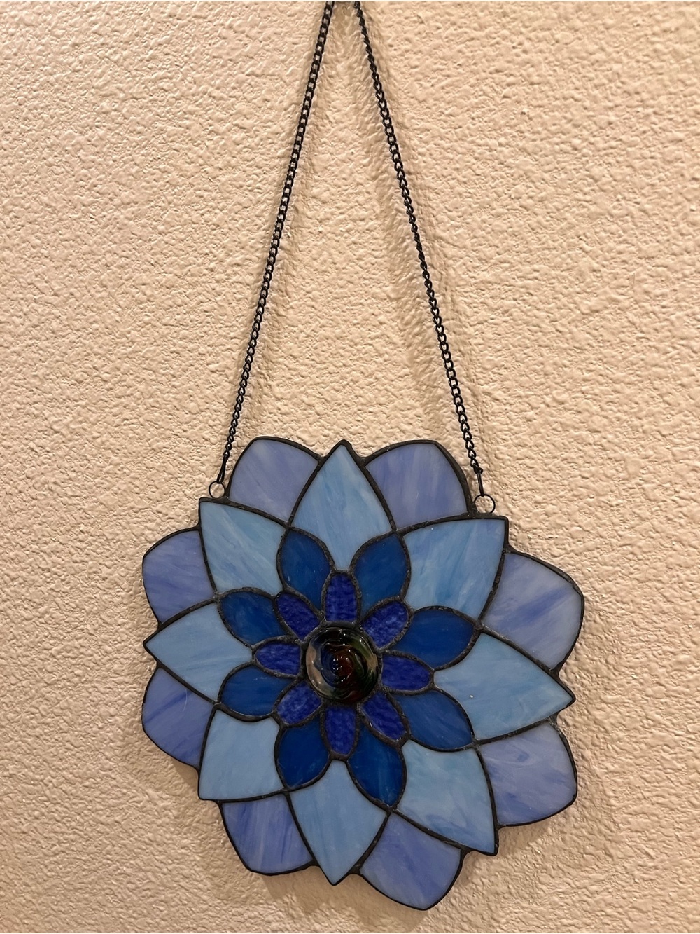 Blue Stained Glass Flower Suncatcher